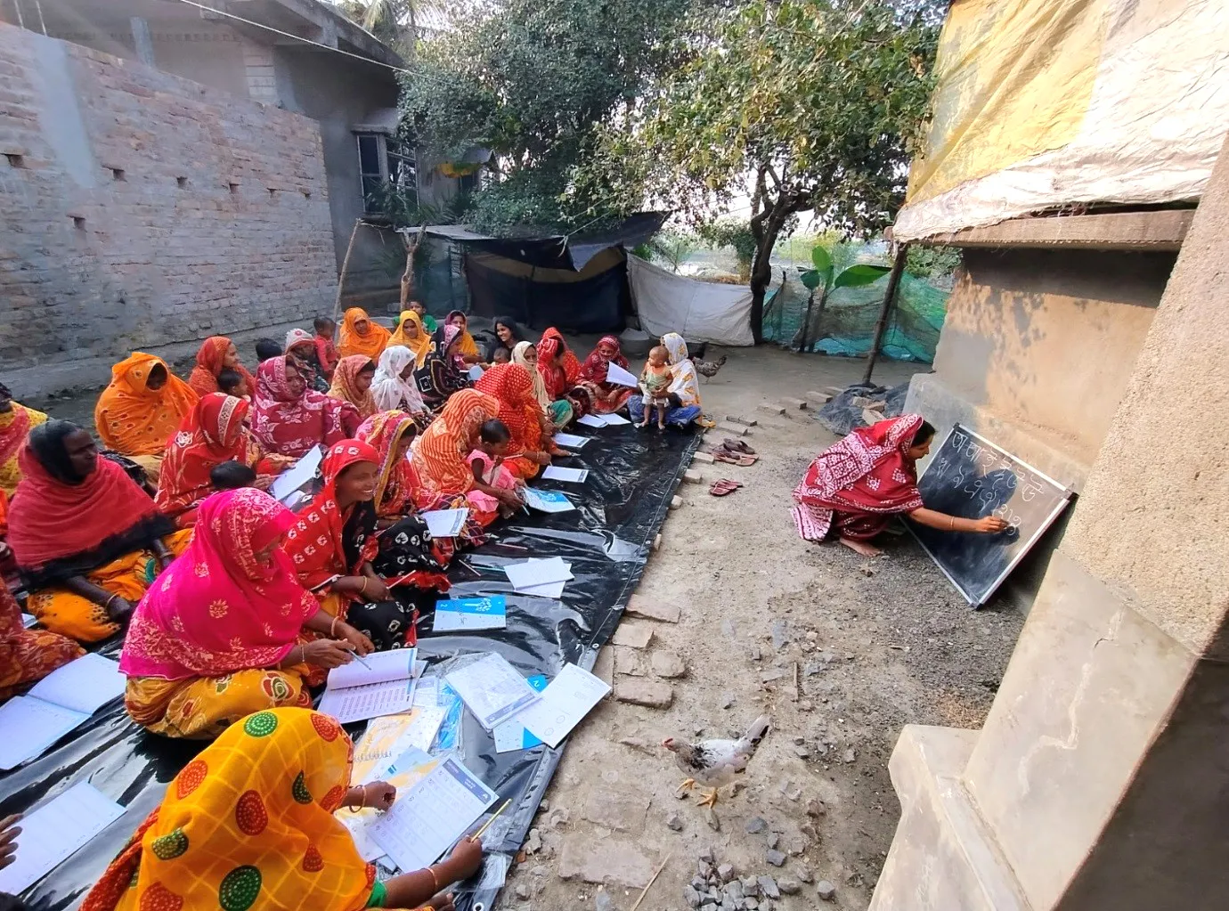 A learning session with flashcards