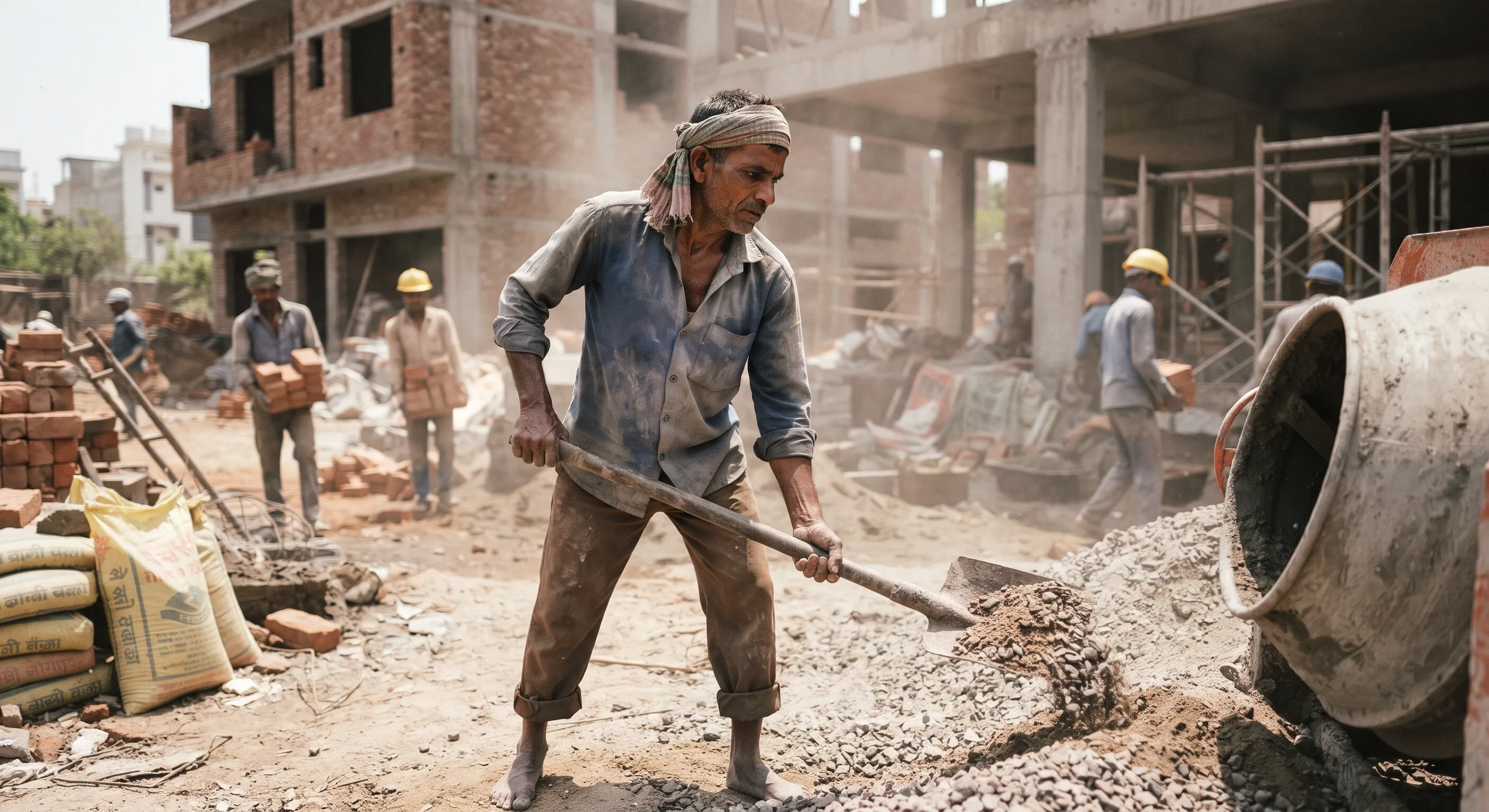 a daily-wage worker at work